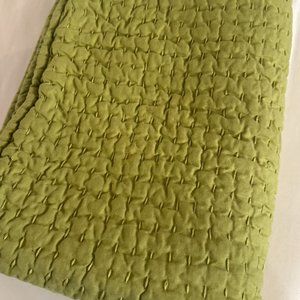 Pick-Stitch Handcrafted Cotton/Linen Quilted Sham Standard Apple Green